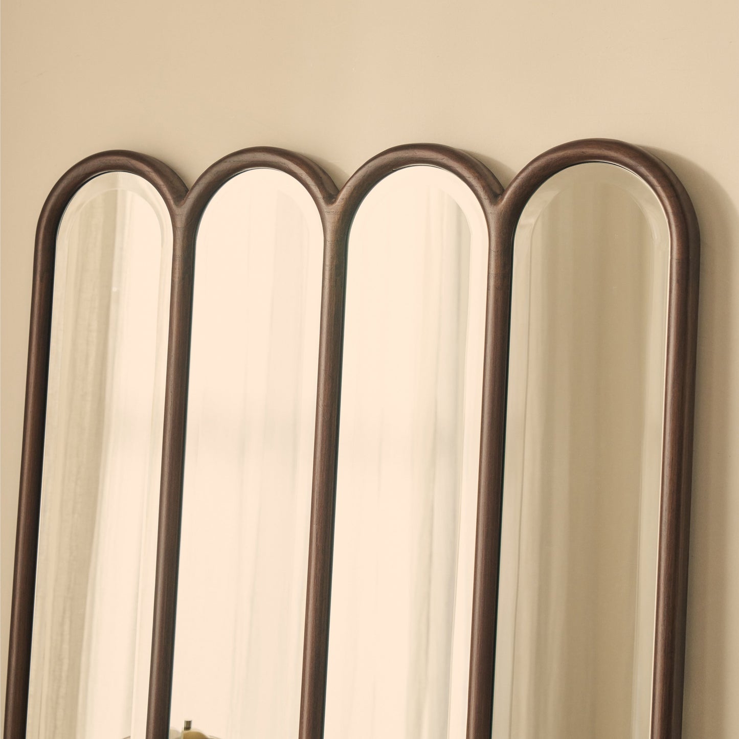 Reims - Miroir en bois foncé pleine longueur à panneau arche 180 cm x 80 cm