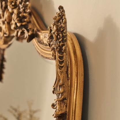 Francesca - Miroir Mural Orné Arqué Doré 109cm x 100cm