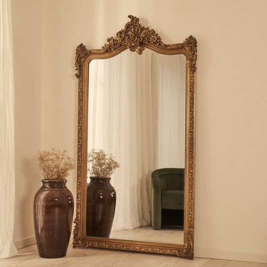 Francesca - Miroir pleine longueur or voûté orné 185 cm x 100 cm