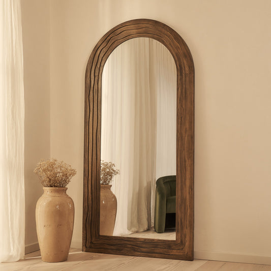 Lucelle - Miroir Arqué Extra Large Pleine Longueur 200cm x 100cm Chaud en Bois