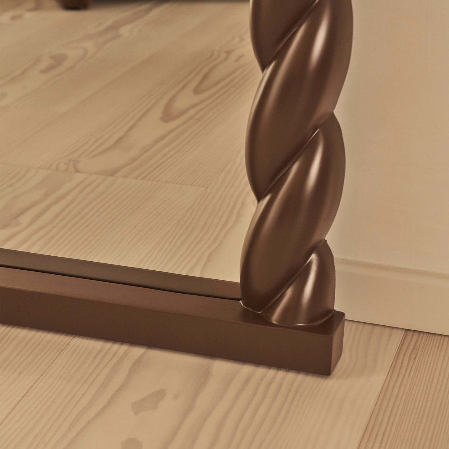 Ophelia - Miroir Extra Large Arqué Torsadé en Corde Finition Chocolat Brillant 180cm x 105cm