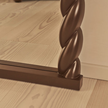 Ophelia - Miroir Extra Large Arqué Torsadé en Corde Finition Chocolat Brillant 180cm x 105cm
