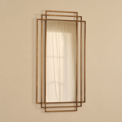 Amalfi - Grand miroir rectangulaire en métal doré 140 cm x 70 cm