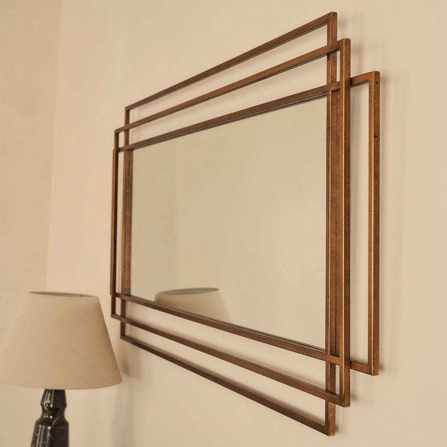 Amalfi - Grand miroir rectangulaire en métal doré 140 cm x 70 cm