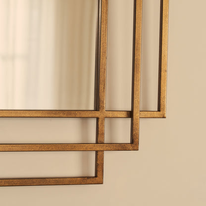 Amalfi - Grand miroir rectangulaire en métal doré 140 cm x 70 cm