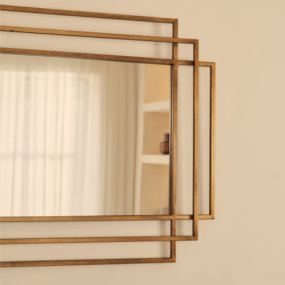Amalfi - Grand miroir rectangulaire en métal doré 140 cm x 70 cm