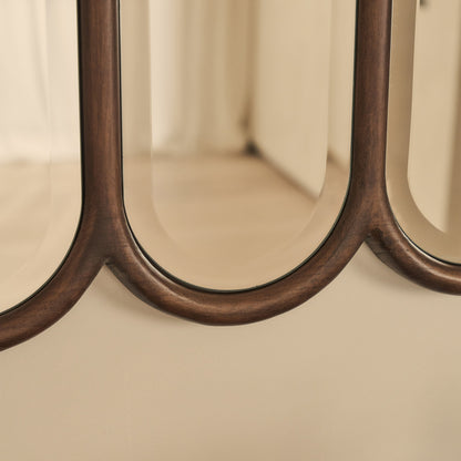 Reims - Miroir en bois foncé à panneau voûté 120cm x 80cm