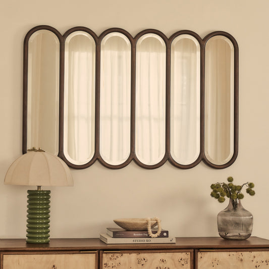 Reims - Miroir en bois foncé à panneau voûté 120cm x 80cm