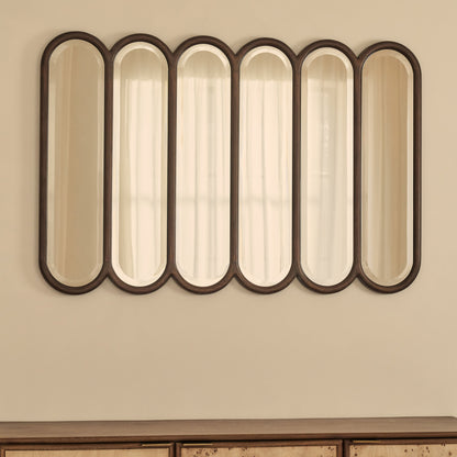 Reims - Miroir en bois foncé à panneau voûté 120cm x 80cm
