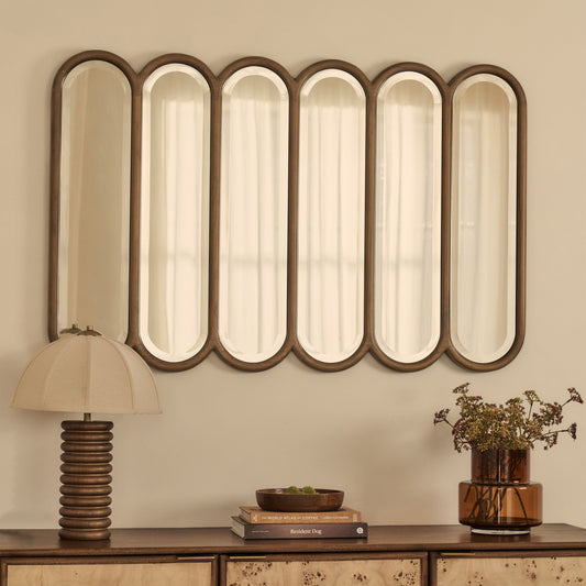 Reims - Miroir en bois chaud à panneau voûté 120cm x 80cm
