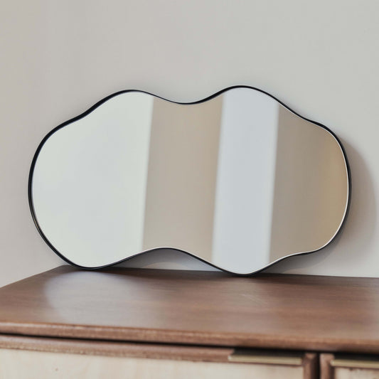 Ava - Miroir irrégulier en forme d'étang noir 50 cm x 30 cm