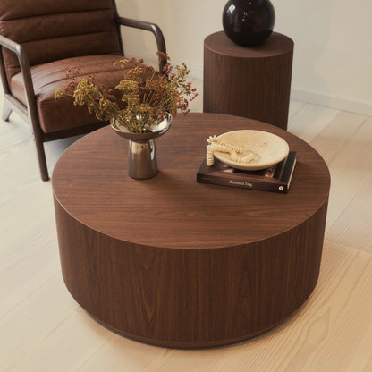 Luciana - Table basse ronde en bois foncé