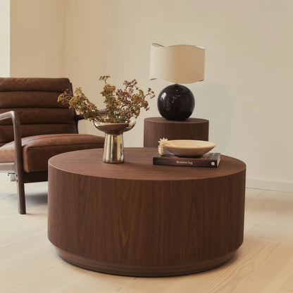 Luciana - Table basse ronde en bois foncé