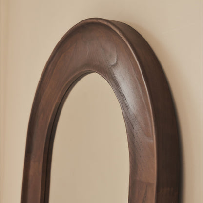 Porta - Miroir Grand Format Arqué en Bois Foncé 180cm x 70cm