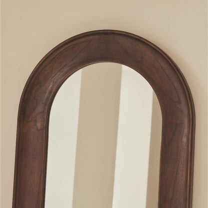Porta - Miroir Grand Format Arqué en Bois Foncé 180cm x 70cm