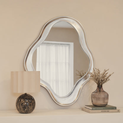 Riva - Miroir irrégulier en forme d'étang brossé chrome 120cm x 90cm