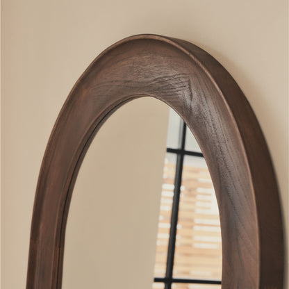 Porta - Grand miroir arqué en bois foncé pleine longueur 180cm x 90cm