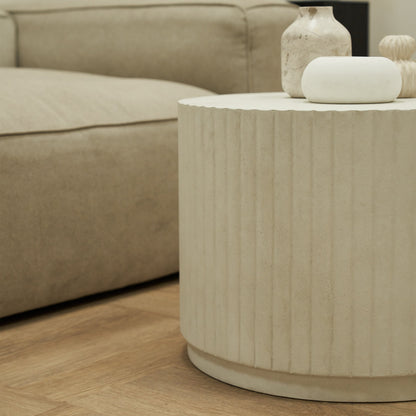 Massimo - Table Basse Minimaliste en Béton Cannelé