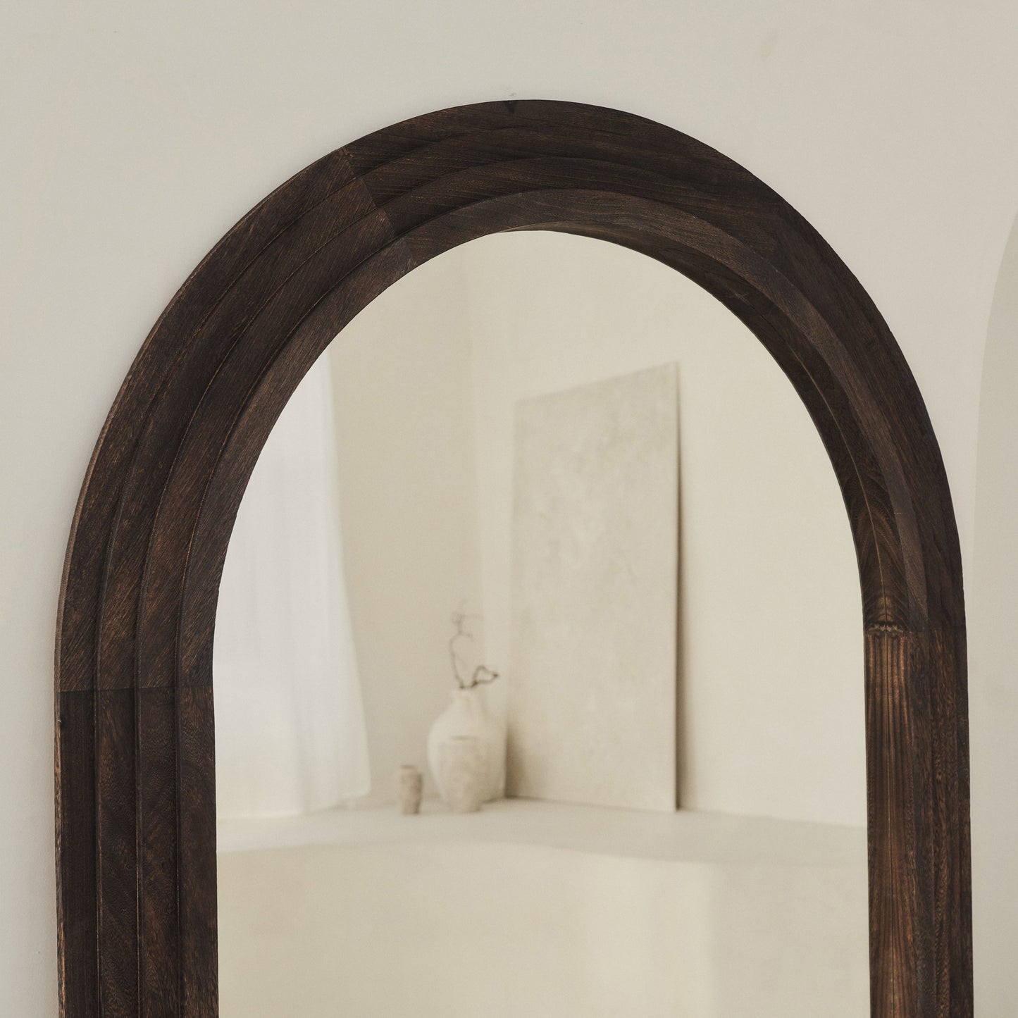 Luciana - Miroir en bois brûlé arqué pleine longueur 180cm x 110cm