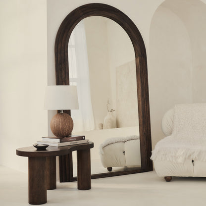 Luciana - Miroir en bois brûlé arqué pleine longueur 180cm x 110cm