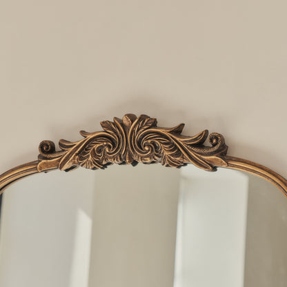 Amelia - Miroir Portrait Métallique Arqué Doré 100cm x 64cm