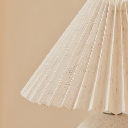 Corsica - Lampe de Table en Céramique Pierre avec Abat-jour Plissé