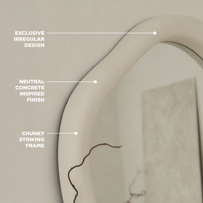 Wabi-Sabi - Grand miroir irrégulier en béton pleine longueur 170cm x 80cm