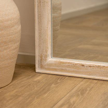 Elena - Miroir Arqué en Bois Blanchi Pleine Longueur 170cm x 75cm