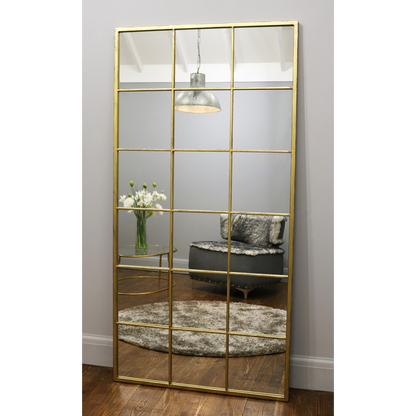 Brooklyn - Miroir Métallique Doré Grand Format Pleine Longueur 180cm x 90cm