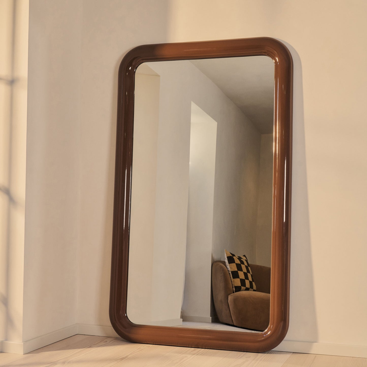 Obsidienne - Miroir Rectangulaire Pleine Longueur Extra Large 200cm x 120cm Finition Chocolat Brillant