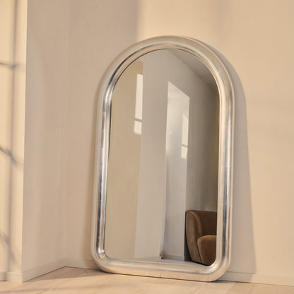 Obsidian - Miroir Extra Large Arqué Pleine Longueur Chrome Brossé 200cm x 120cm