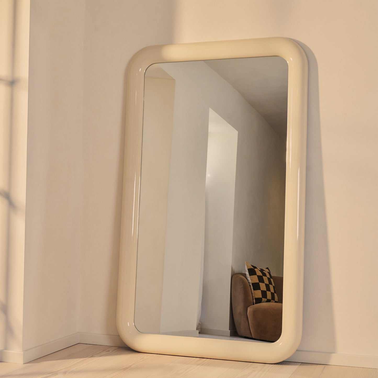 Obsidian - Miroir Rectangulaire Extra Large Pleine Longueur Brillant Ivoire 200cm x 120cm