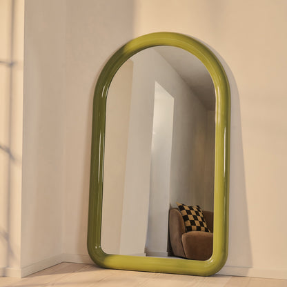 Obsidienne - Miroir Extra Large Arqué Olive Brillant Pleine Longueur 200cm x 120cm