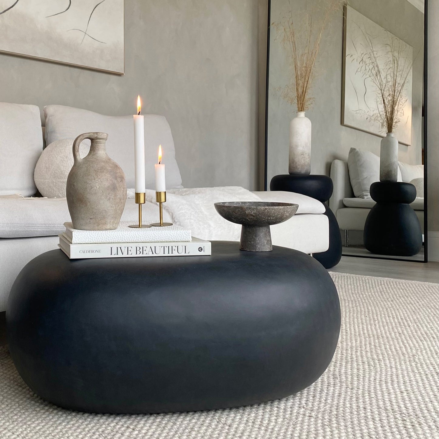 Zola - Table basse galet onyx minimaliste grande