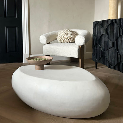 Zola - Table Basse Minimaliste en Béton Galet Extra Large