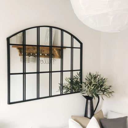 Bridgewater - Miroir industriel en métal noir arche 120cm x 80cm