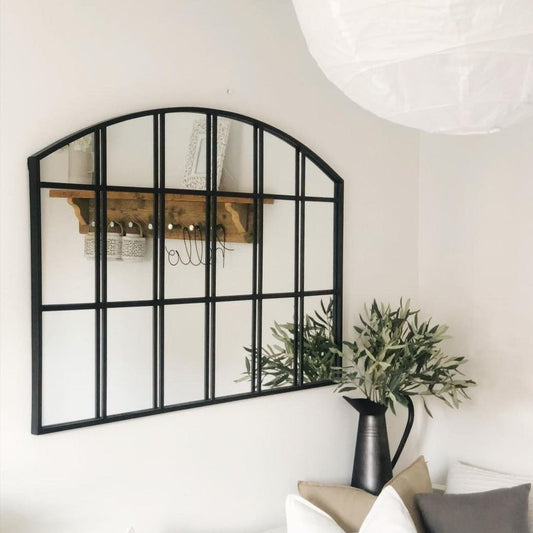 Bridgewater - Miroir industriel en métal noir arche 120cm x 80cm