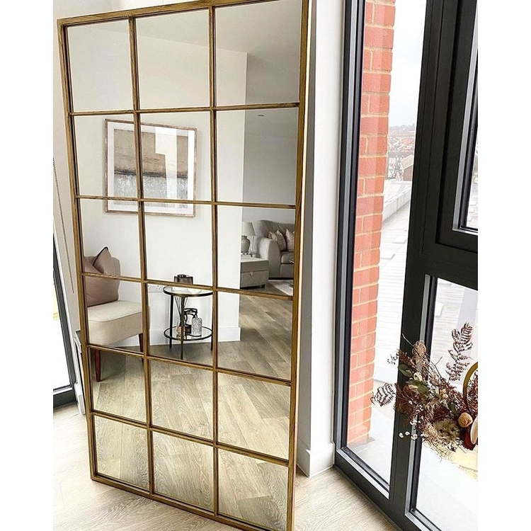 Brooklyn - Miroir Métallique Doré Grand Format Pleine Longueur 180cm x 90cm