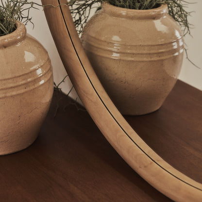 Amora - Grand miroir mural rond en bois chaud 100 cm x 100 cm